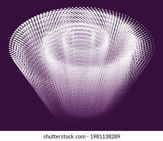 Tunnel or wormhole. Digital wireframe tunnel. 3D tunnel grid. Background abstract vector image