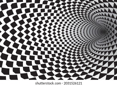 Tunnel or wormhole. Digital wireframe tunnel. 3D tunnel grid. Background abstract vector image
