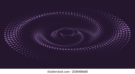 Tunnel or wormhole. Digital wireframe tunnel. 3D tunnel grid. Background abstract vector image