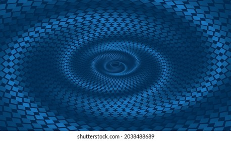 Tunnel or wormhole. Digital wireframe tunnel. 3D tunnel grid. Background abstract vector image