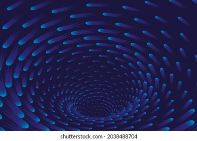Tunnel or wormhole. Digital wireframe tunnel. 3D tunnel grid. Background abstract vector image