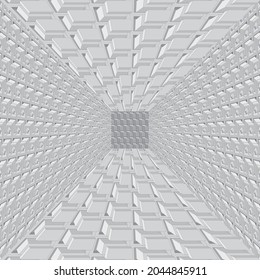 Tunnel or wormhole. Digital wireframe tunnel. 3D grid. Background abstract vector image