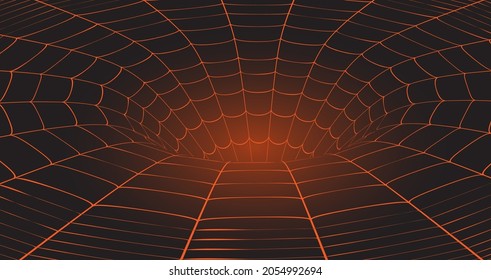 Túnel o agujero de gusano. Túnel de alambre digital. cuadrícula de túnel 3D. Imagen vectorial abstracta de fondo