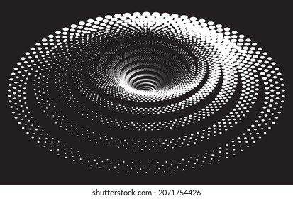 Tunnel or wormhole. Digital wireframe tunnel. 3D Design Element. Background abstract vector image