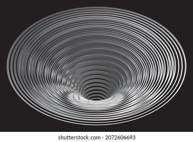 Tunnel or wormhole. Digital wireframe tunnel. 3D tunnel grid. Background abstract vector image