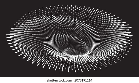 Tunnel or wormhole. Digital wireframe tunnel. 3D Design Element. Background abstract vector image