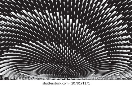 Tunnel or wormhole. Digital wireframe tunnel. 3D Design Element. Background abstract vector image