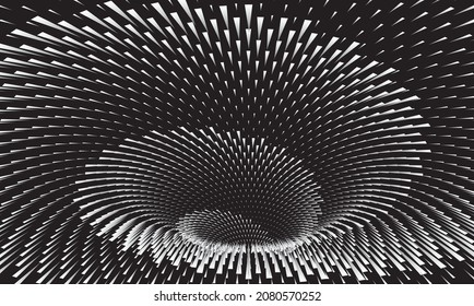 Tunnel or wormhole. Digital wireframe tunnel. 3D Design Element. Background abstract vector image