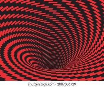 Tunnel or wormhole. Digital wireframe tunnel. 3D tunnel grid. Background abstract vector image