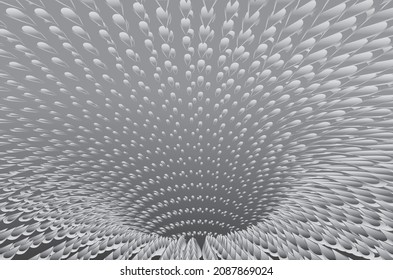 Tunnel or wormhole. Digital wireframe tunnel. 3D tunnel grid. Background abstract vector image