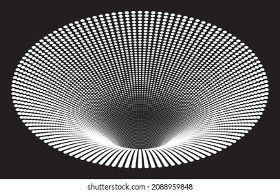 Tunnel or wormhole. Digital wireframe tunnel. 3D design element. Background abstract vector image