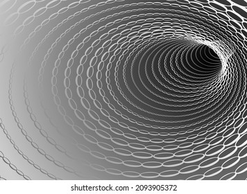 Tunnel or wormhole. Digital wireframe tunnel. 3D tunnel grid. Background abstract vector image