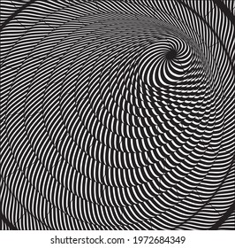 Tunnel or wormhole. Optical illusion. Digital wireframe tunnel. 3D tunnel grid. Background abstract vector image