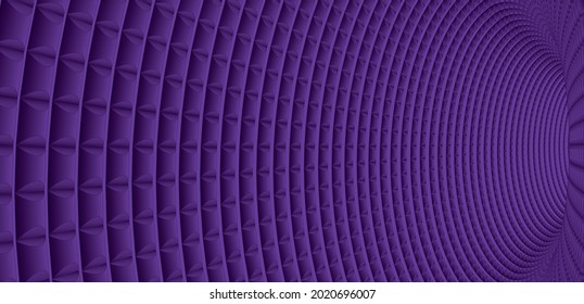 Túnel o agujero de gusano. Ilusión óptica. Túnel de alambre digital. Banner horizontal. Imagen vectorial abstracta de fondo