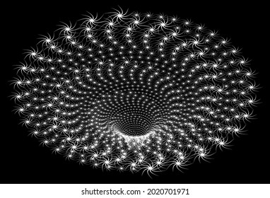 Tunnel or wormhole. Optical illusion. Digital wireframe tunnel. Background abstract vector image