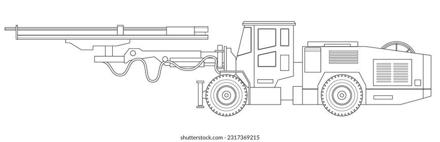 Tunneling drilling rigs, self-propelled drilling rigs. Equipment for high-mining industry. Mining clay in quarry.