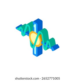 tunelamento do vetor de ícone isométrico do computador quântico. tunelamento do sinal do computador quântico. ilustração de símbolo isolado