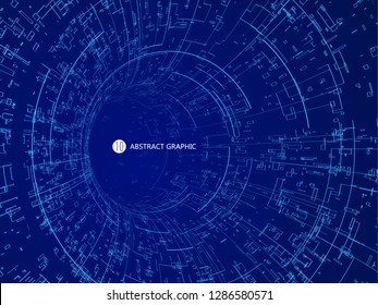 Tunnels of time and space,abstract graphic design, technology channel.