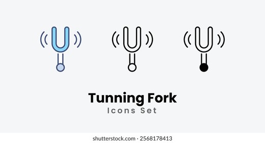 Tunning Fork Icons thin line and glyph vector icon stock illustration