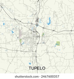 Tupelo, Mississippi, Estados Unidos mapa poster art