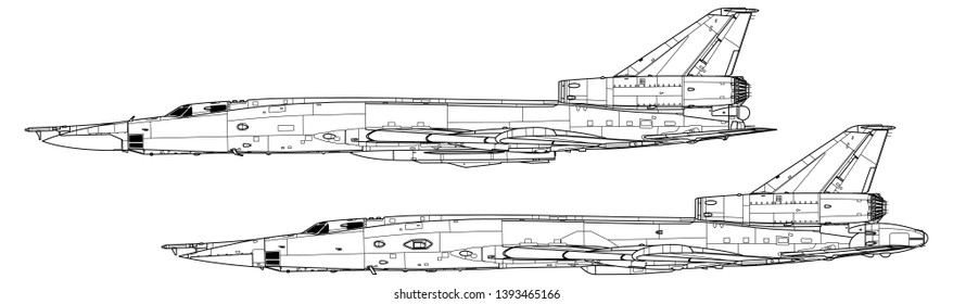 Tupolev Tu-22 Blinder. Outline vector drawing