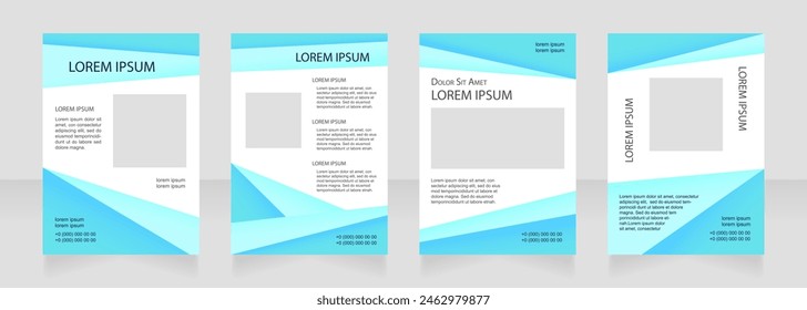 Diseño de diseño de folleto en blanco geométrico turquesa. Seguro de salud. Conjunto de Plantillas de póster de Vertical con espacio de copia vacío para texto. Colección de informes corporativos prefabricados. Páginas de papel de folleto editables