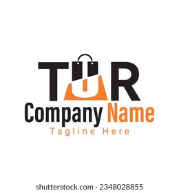 Logotipo creativo TUR para tienda online y empresa en vector 