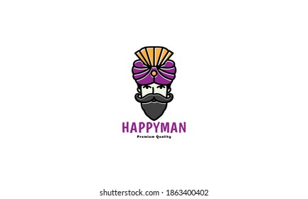 Turban Fashion Headdress Arab Indian Culture colorful logo vector icon illustration design