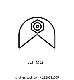 Turban icon. Trendy modern flat linear vector Turban icon on white background from thin line india collection, editable outline stroke vector illustration