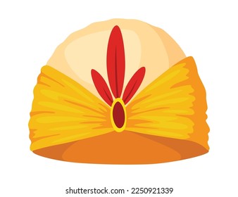 Turban. Indian or arab traditional head covering. Colorful headdress. Culture clothing, oriental cultures headdress or ethnic arabian accessories