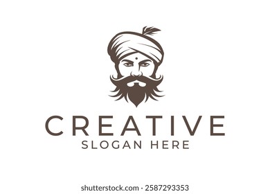 turban and moustache man logo design vector