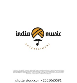 turban music note india indian music logo design icon template