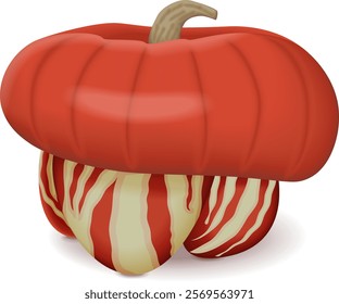 Turban Squash or Turk s Turban. Winter squash. Cucurbita maxima. Fruits and vegetables. Isolated vector illustration.