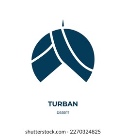 turban vector icon. turban, arab, arabic filled icons from flat desert concept. Isolated black glyph icon, vector illustration symbol element for web design and mobile apps