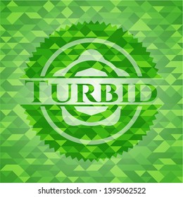 Turbid green emblem with mosaic ecological style background. Vector Illustration. Detailed.