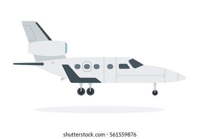 Turbine aircraft vector flat material design object. Isolated illustration on white background.