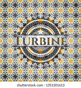Turbine arabic badge background. Arabesque decoration.