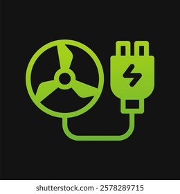 turbine and charge icon Glyph color, free energy, ecology, renewable and green energy concept. Solid with Gradient color icon.