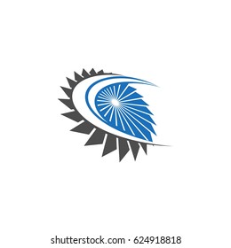 turbine circular power abstract vector logo. industrial technology symbol.