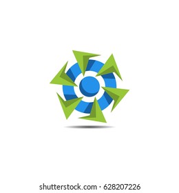 turbine circular power abstract vector logo. industrial technology symbol.