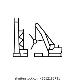 turbine construction wind line icon vector. turbine construction wind sign. isolated contour symbol black illustration