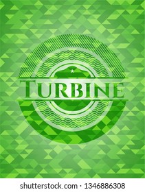 Turbine green emblem with mosaic ecological style background