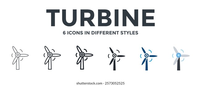 Turbine Icon In Different Style Vector Illustration. Designed In Thin Line, Regular Line, Bold Line, Glyph, Color Fill, And Flat Style Can Be Used For Web