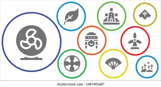 turbine icon set. 9 filled turbine icons.  Simple modern icons about  - Fan, Green energy, Windmill, Propeller, Airplane