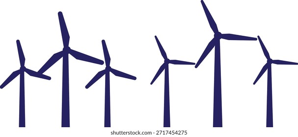 “Wind Turbine Icon Set Vector – Renewable Energy Outline Symbols for Sustainable Power and Green Technology”