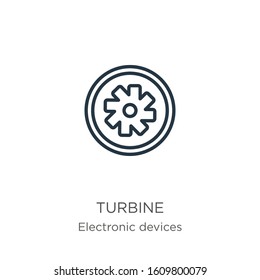 Turbine icon. Thin linear turbine outline icon isolated on white background from electronic devices collection. Line vector sign, symbol for web and mobile