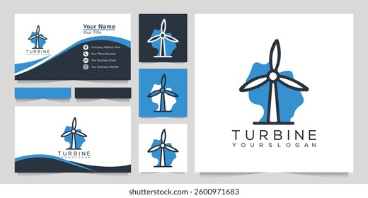 Turbine logo and business card design set vector template