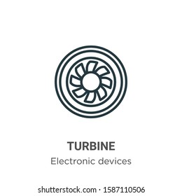 Turbine outline vector icon. Thin line black turbine icon, flat vector simple element illustration from editable electronic devices concept isolated on white background