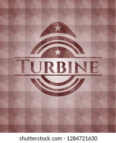 Turbine red emblem with geometric pattern background. Seamless.