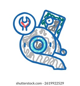 turbine repair doodle icon sketch vector. turbine repair sign. isolated symbol illustration